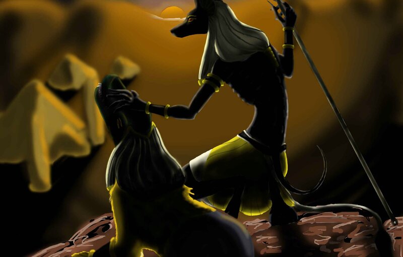 Anubis Figure in Desert