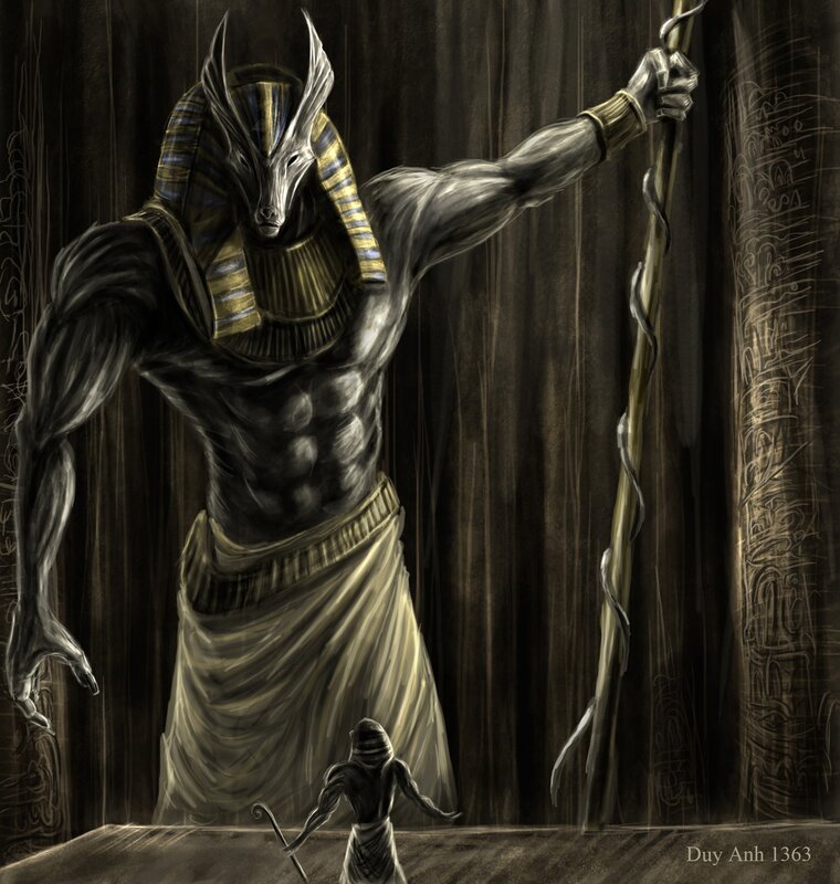 Anubis in a temple