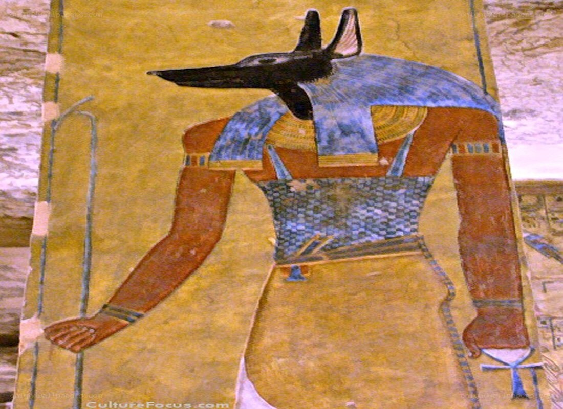 Anubis mural in ancient tomb