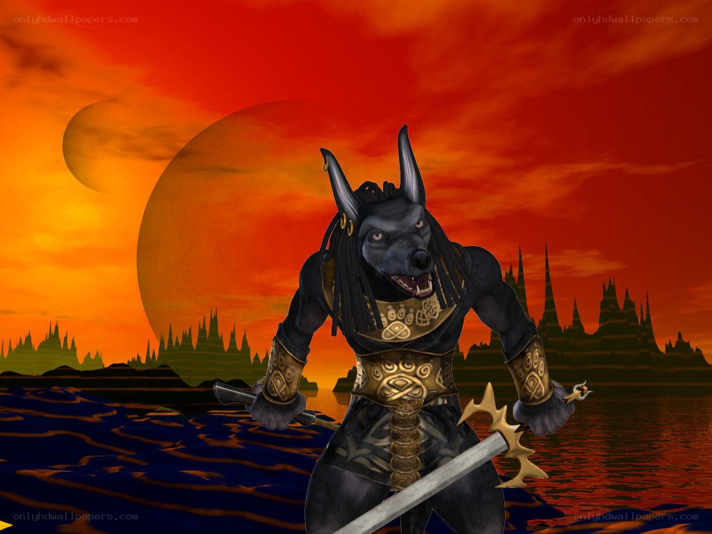 Anubis warrior in sunset