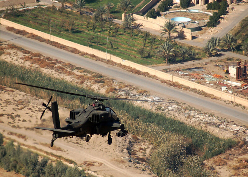 Apache helicopter in flight