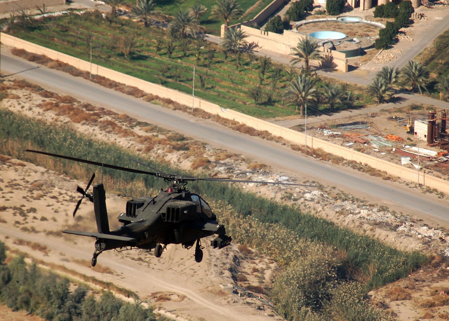 Apache helicopter in flight