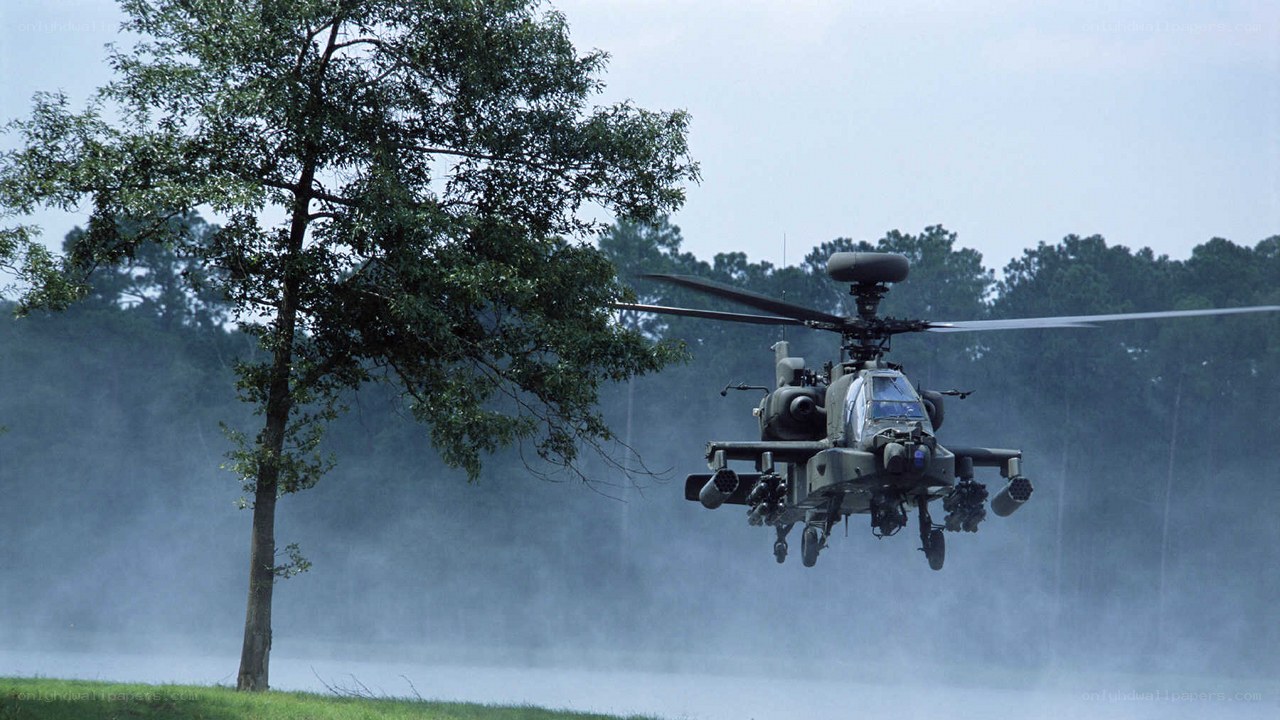 Apache helicopter in flight