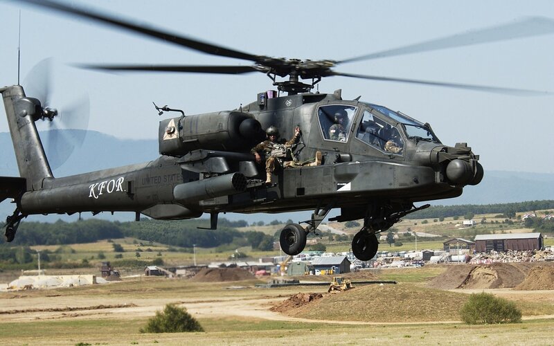 Apache helicopter in flight