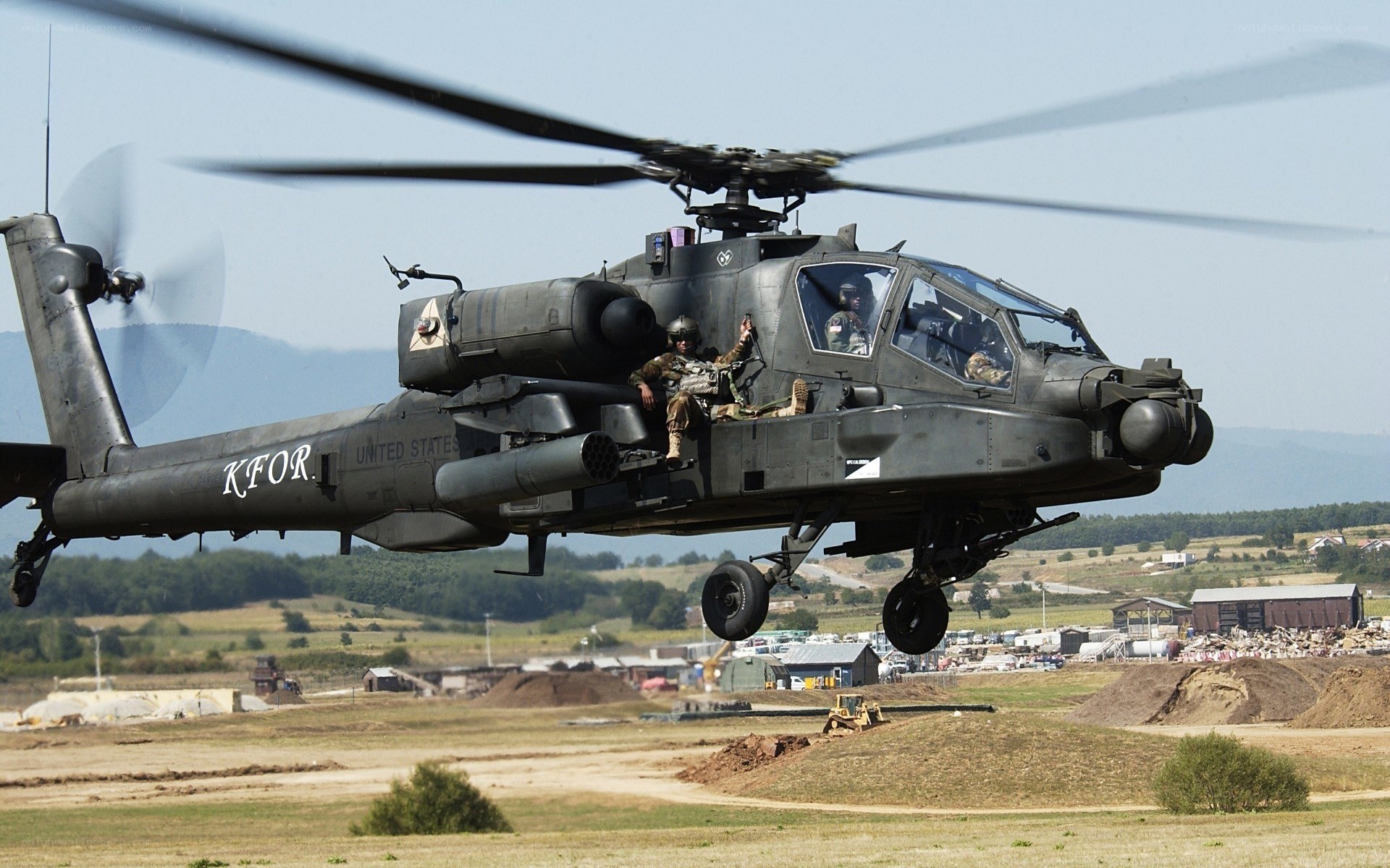 Apache helicopter in flight