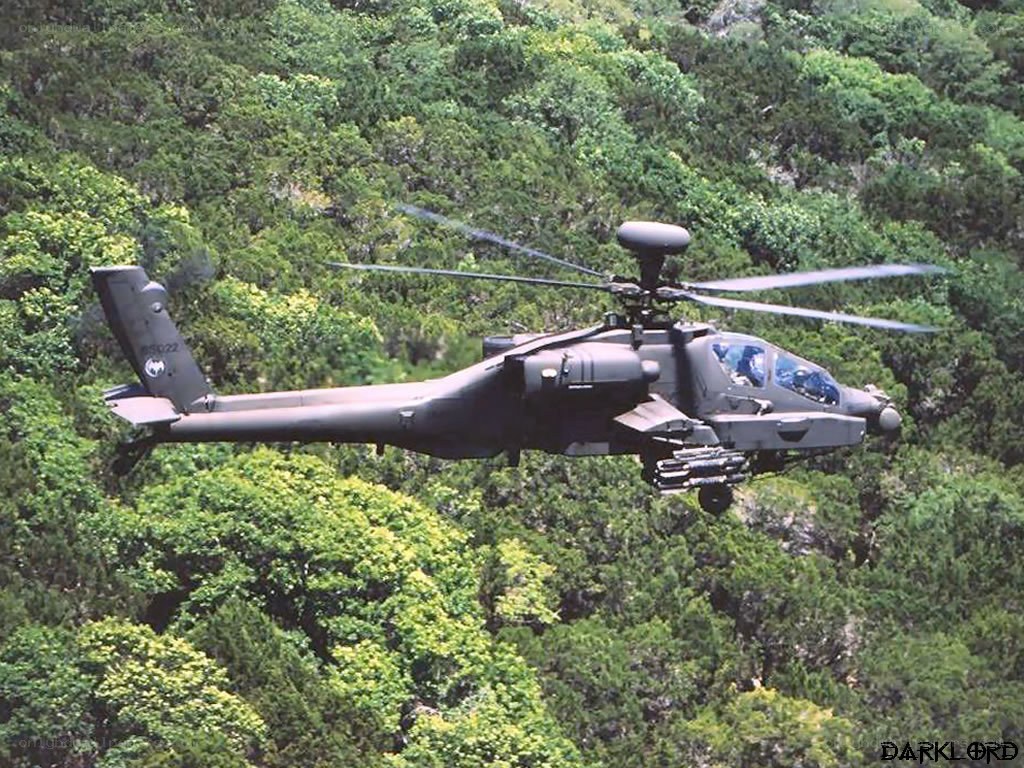 Apache helicopter in flight