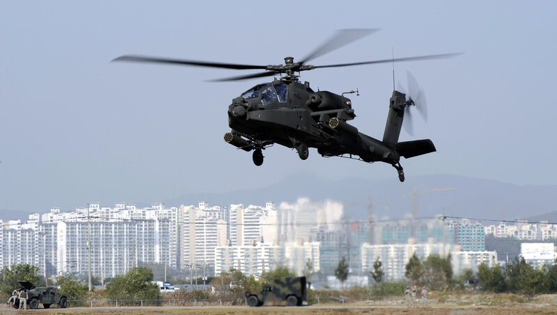 Apache helicopter in flight