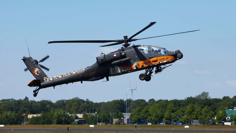 Apache Helicopter in Flight — Black