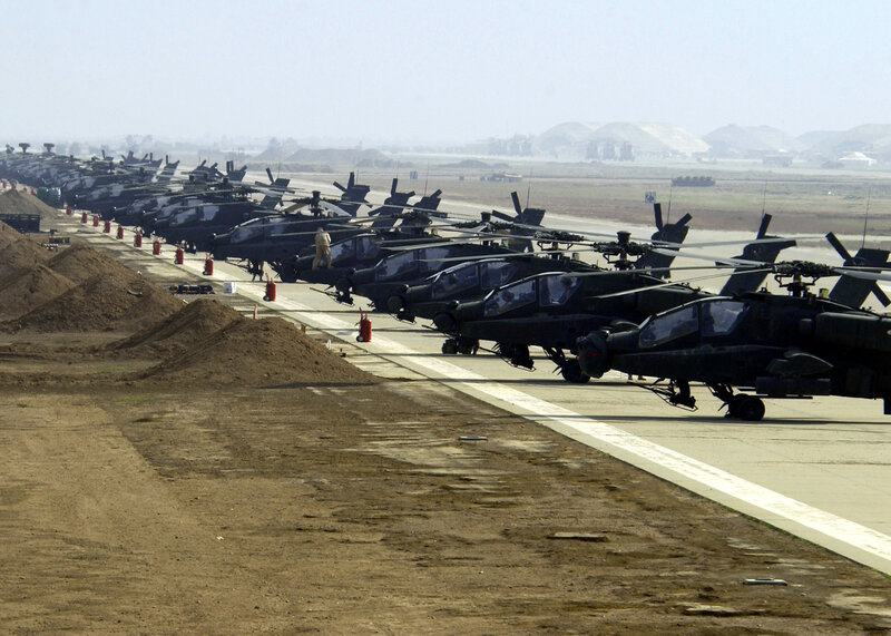 Apache helicopters on airfield