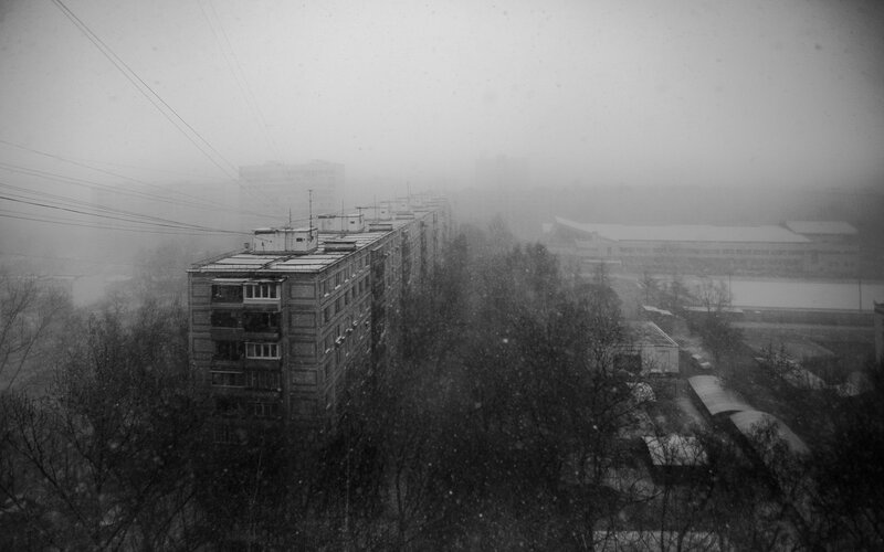 Apartment Building in Snow