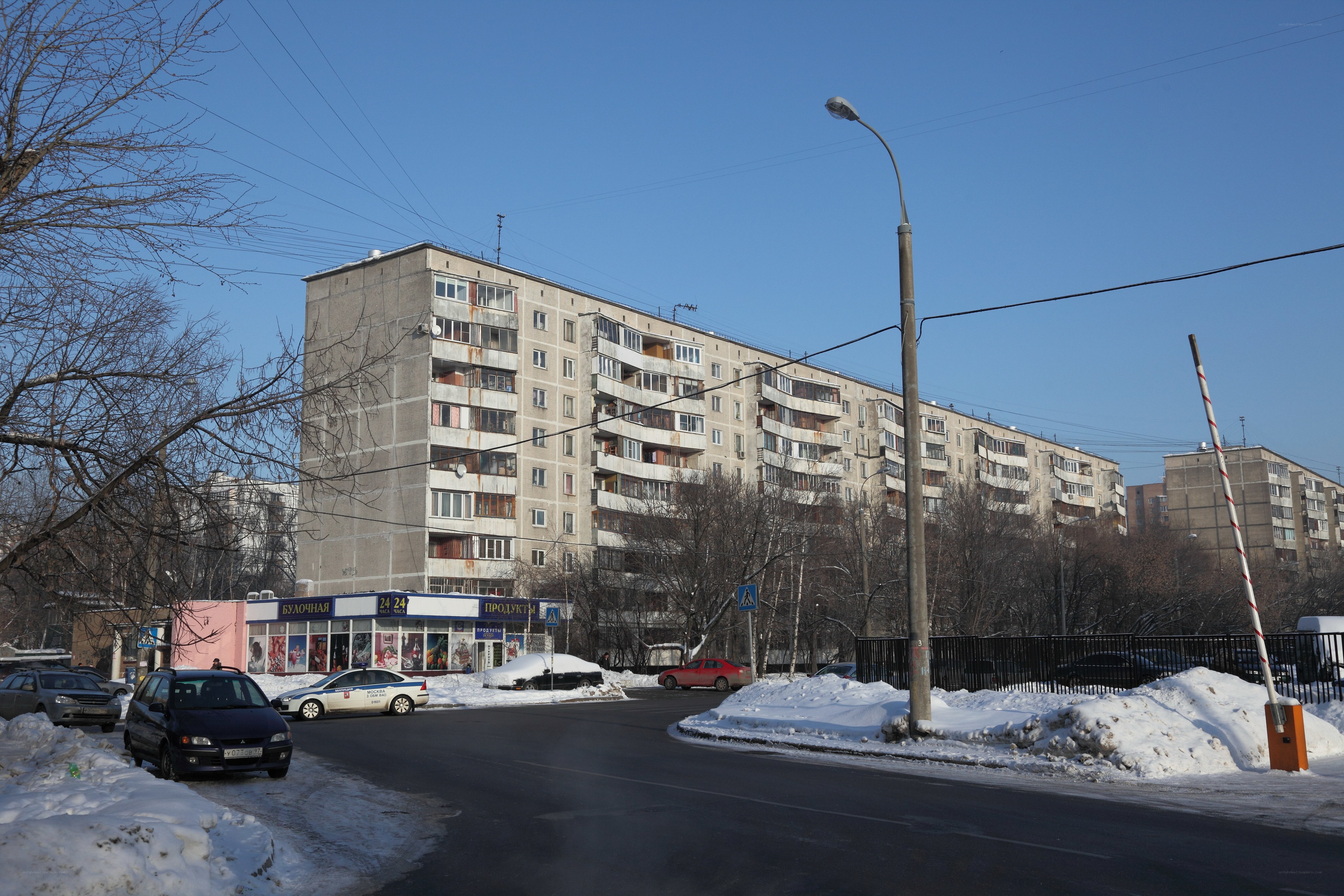 apartment building in winter