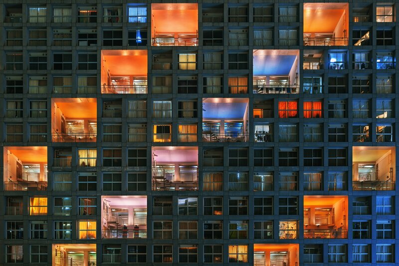 Apartment Building Windows — Orange