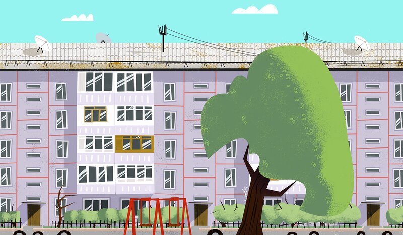 Apartment Building with Tree