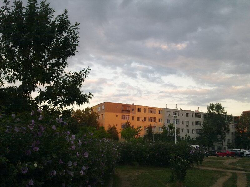 Apartment Buildings at Dusk — Gray, Calm