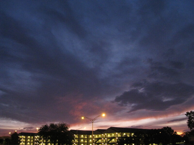 Apartment Buildings at Dusk — Purple