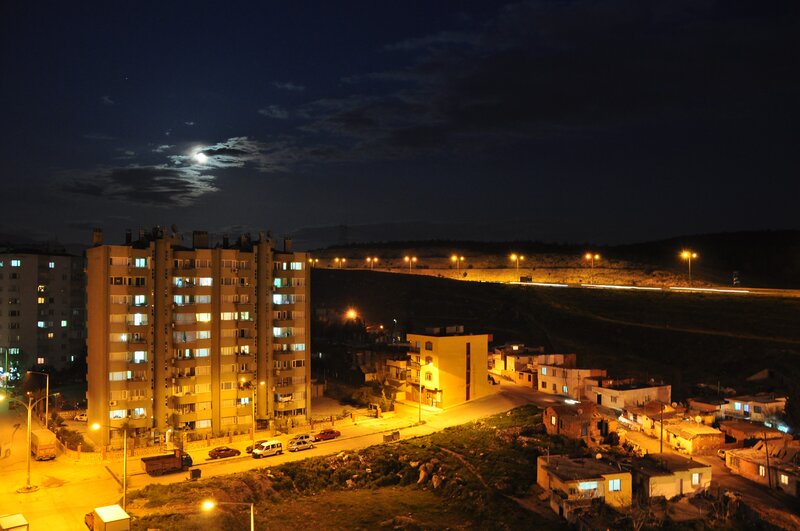 Apartment Buildings at Night — Black