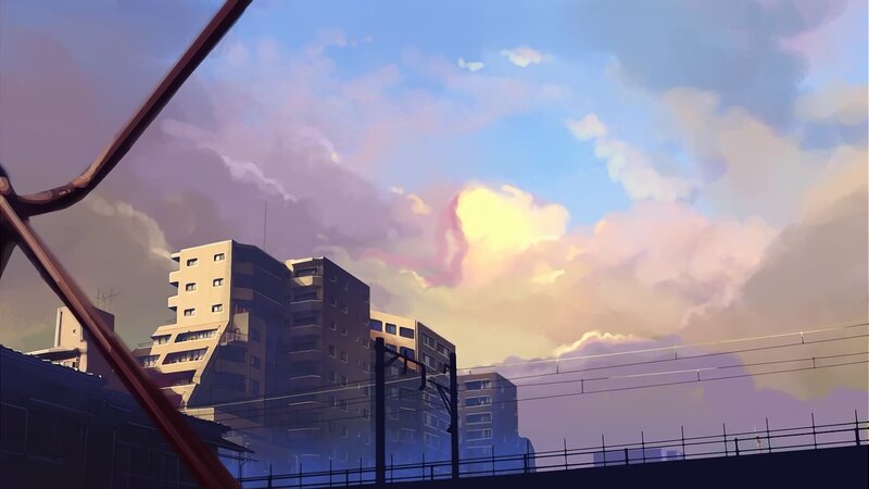Apartment Buildings at Sunset — Blue