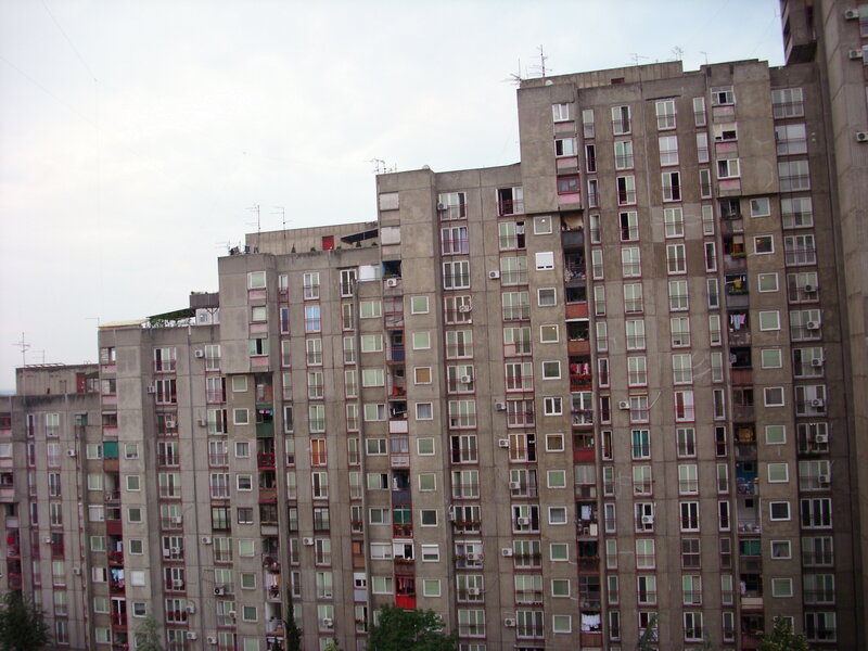 apartment buildings in a city
