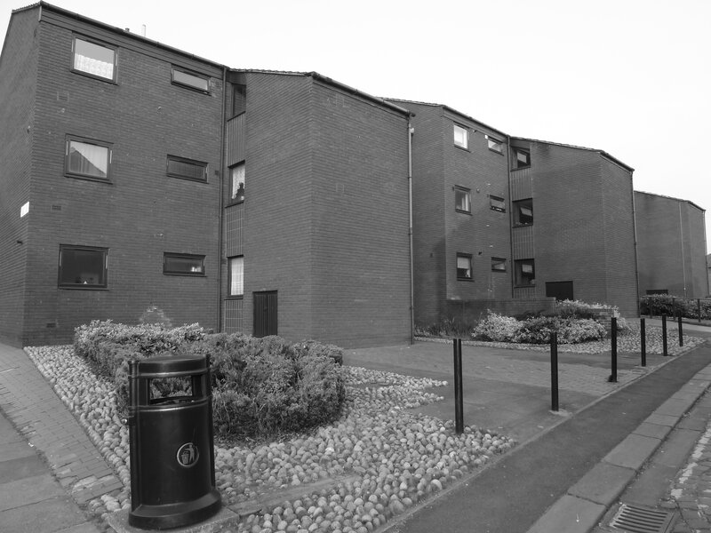 apartment buildings in a residential area