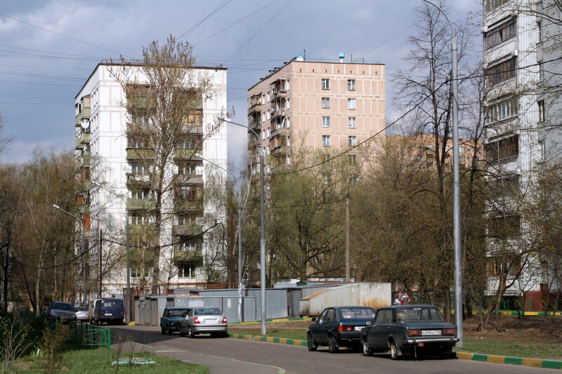 apartment buildings in a residential area