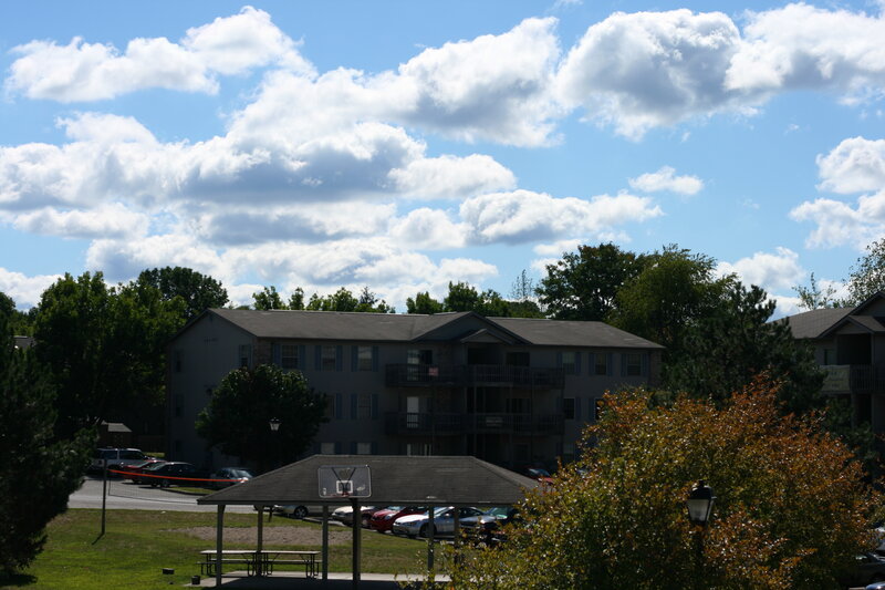 Apartment complex with basketball court
