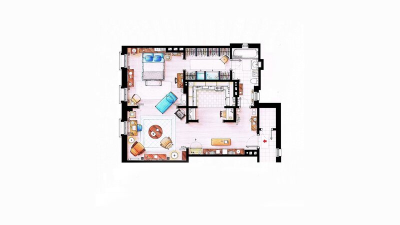 Apartment Floor Plan — Pink