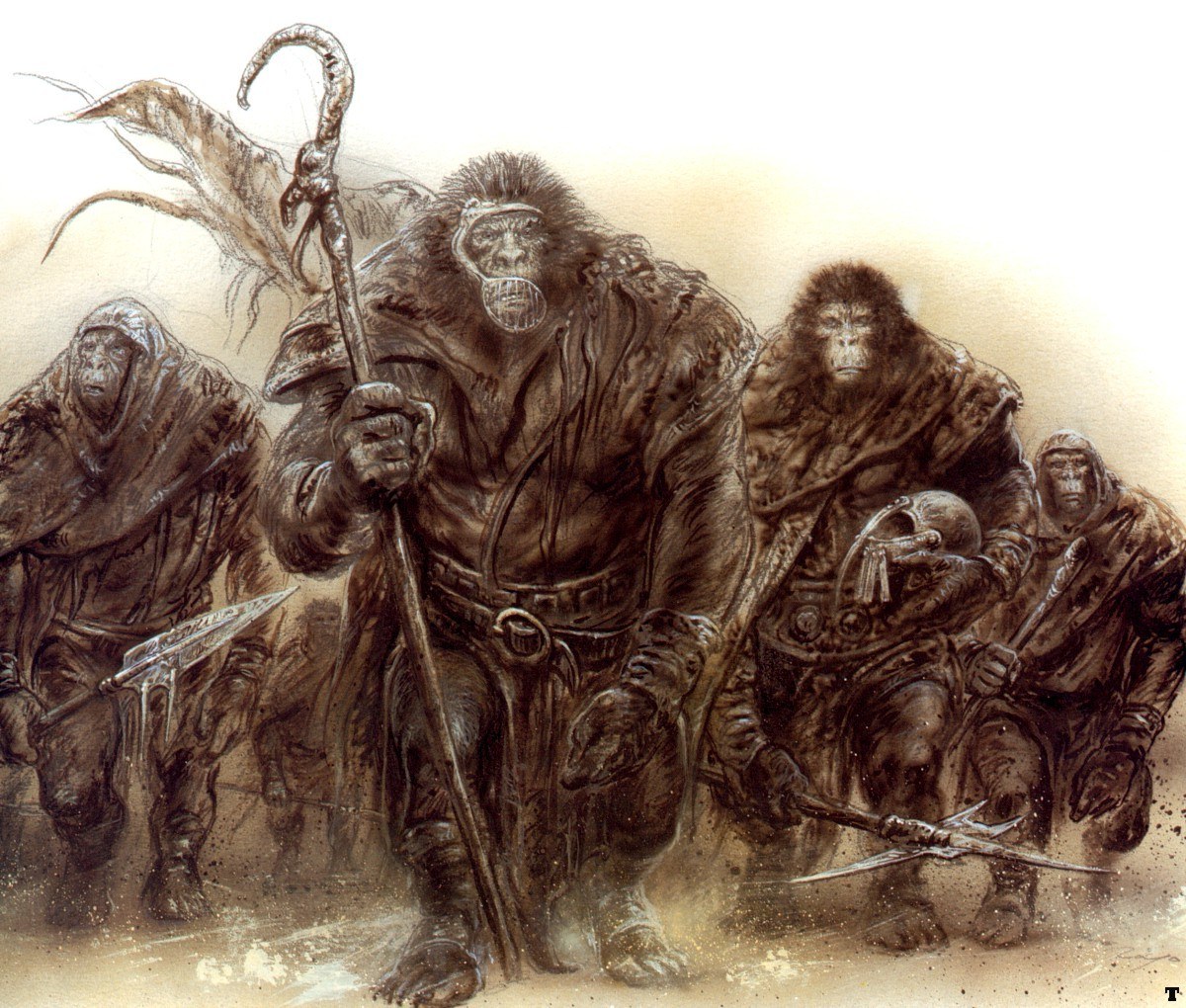 ape warriors in desert