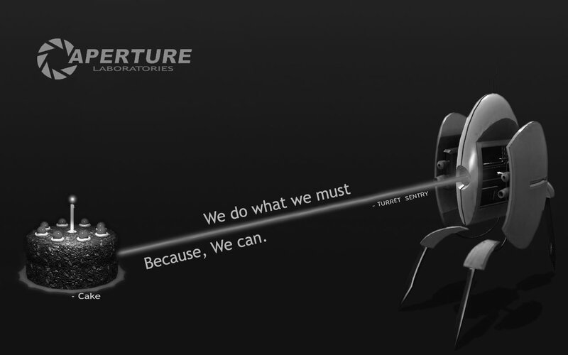 Aperture Laboratories cake scene