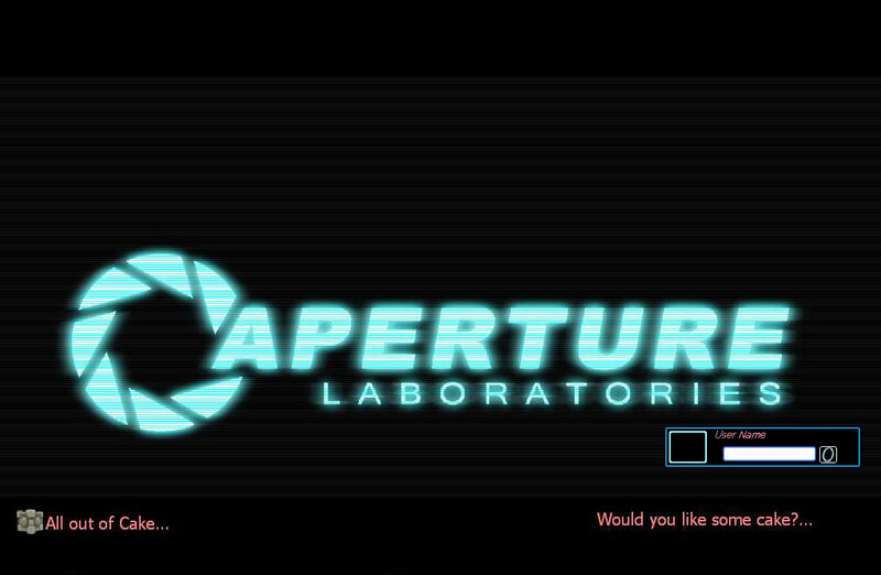 Aperture Laboratories login screen