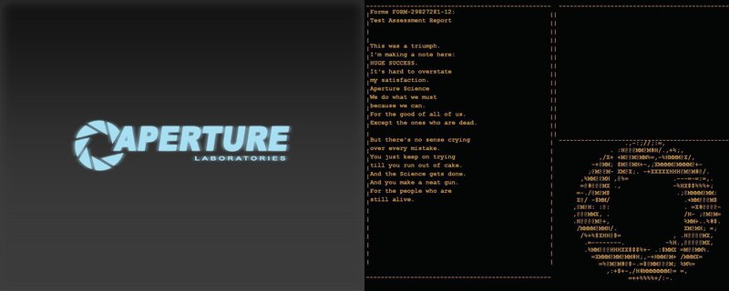 Aperture Laboratories logo and text