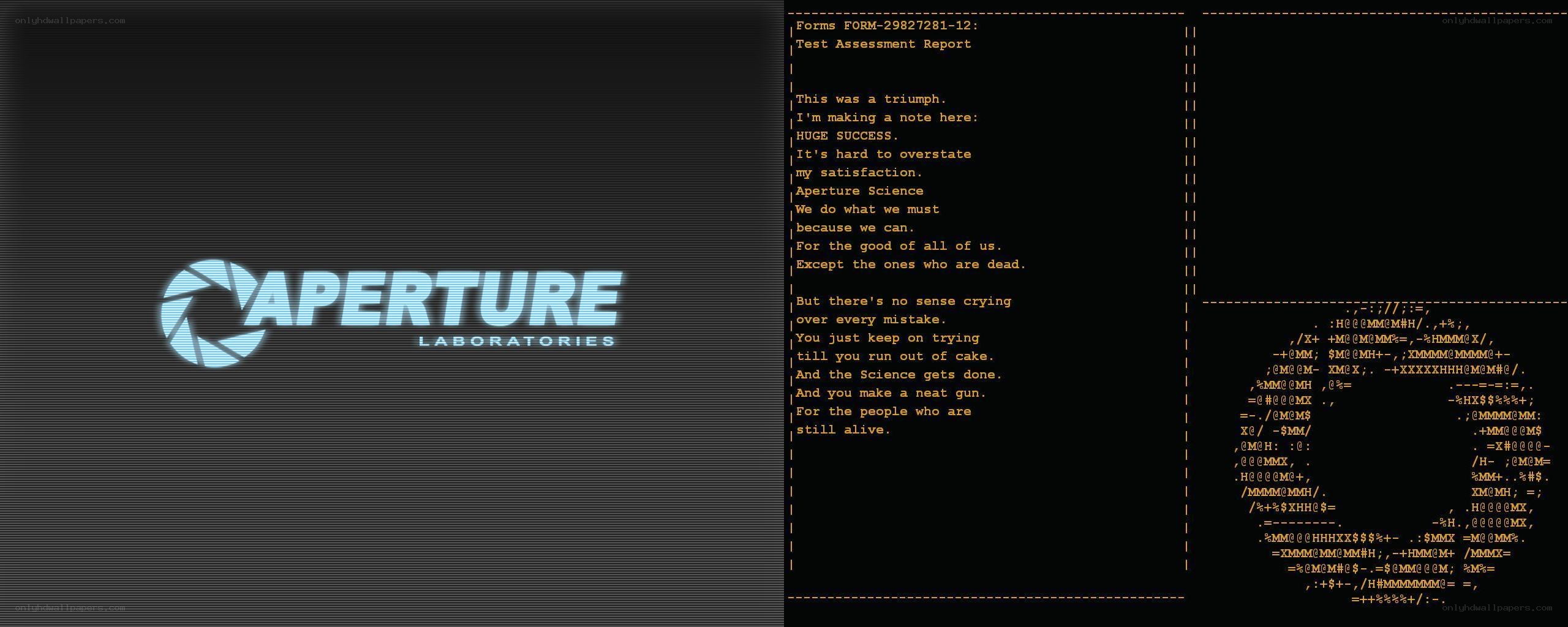 Aperture Laboratories logo and text
