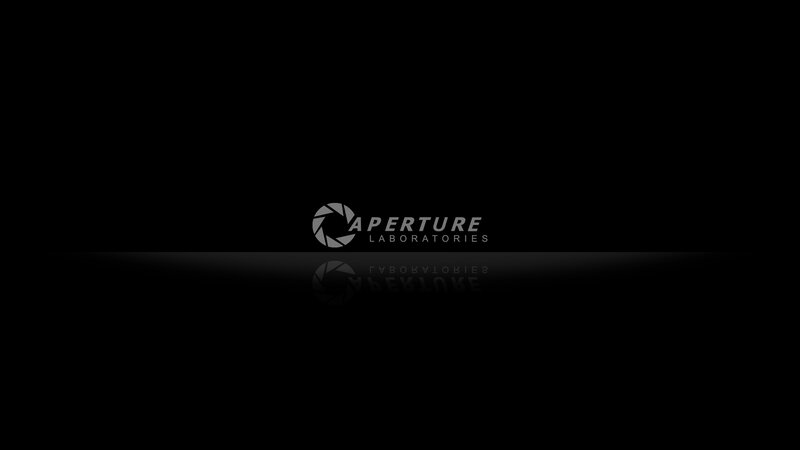 Aperture Laboratories Logo — Black, Minimalist, Digital Art, Reflection