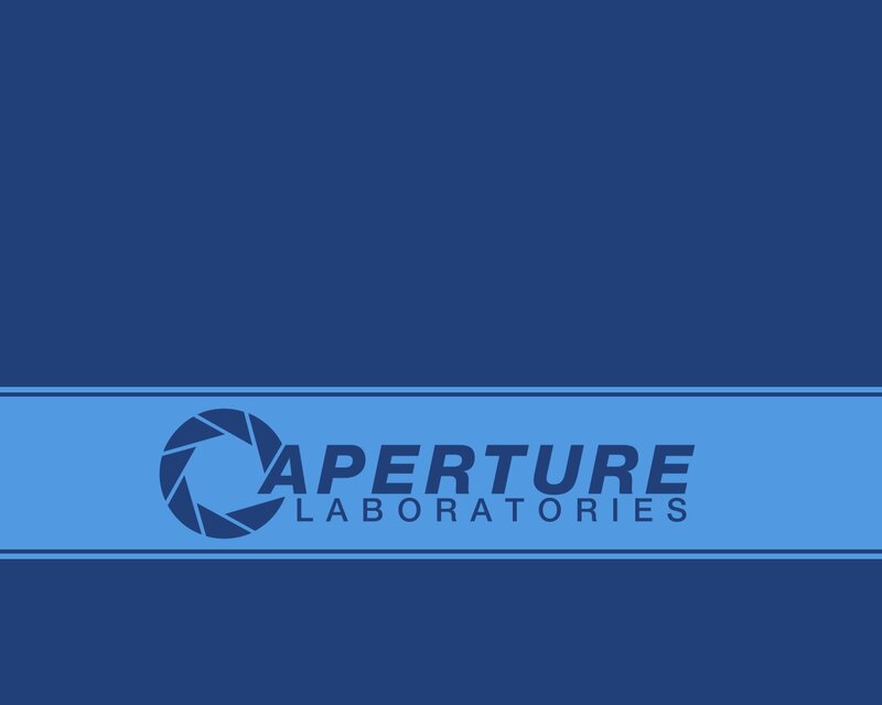 Aperture Laboratories Logo — Blue, Minimalist, Vector Art, Text