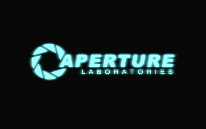 Aperture Laboratories Logo — Cyan, Futuristic, Digital Art