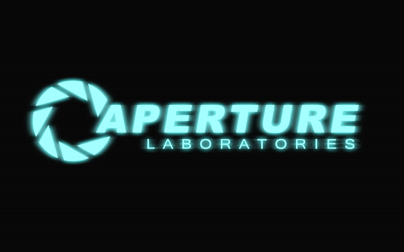Aperture Laboratories Logo — Cyan, Futuristic