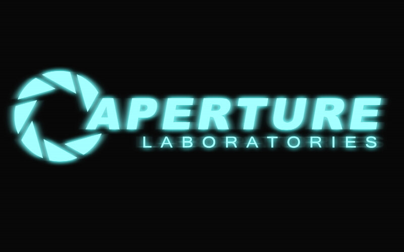 Aperture Laboratories Logo — Cyan, Technological, Digital Art