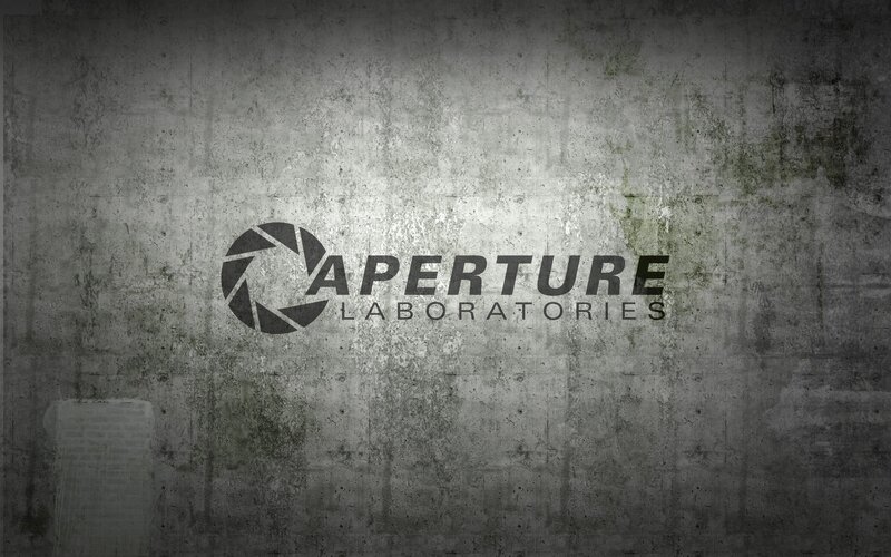 Aperture Laboratories Logo — Gray, Dramatic, Digital Art, Concrete Wall, Black, Aperture Laboratories
