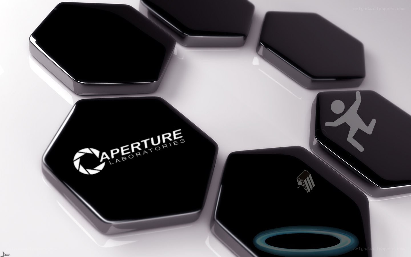 Aperture Laboratories logo on hexagons