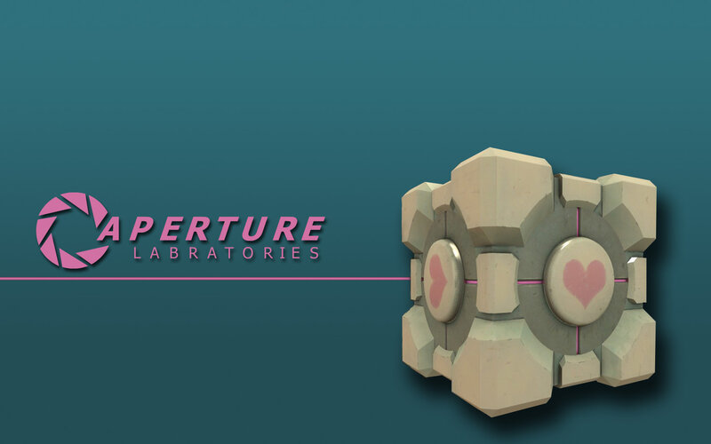Aperture Laboratories logo with Companion Cube