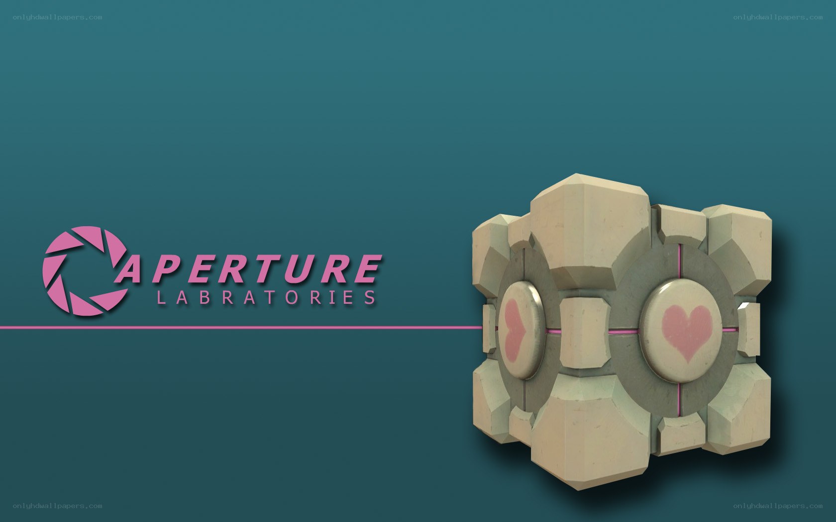Aperture Laboratories logo with Companion Cube