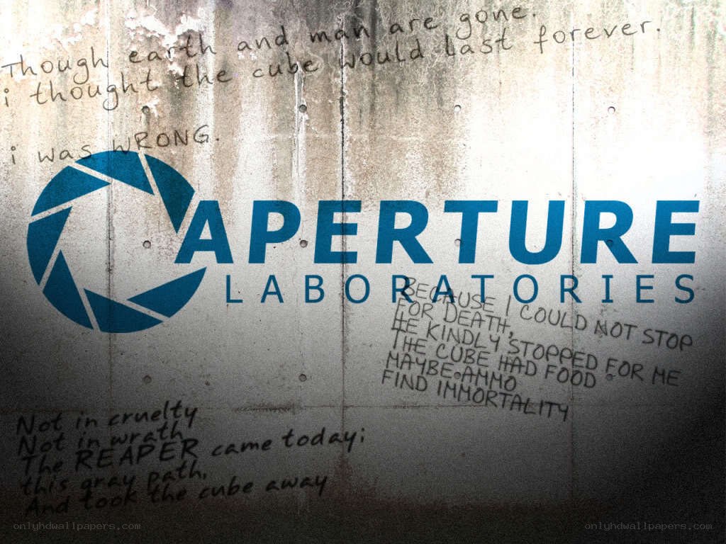 Aperture Laboratories logo with graffiti