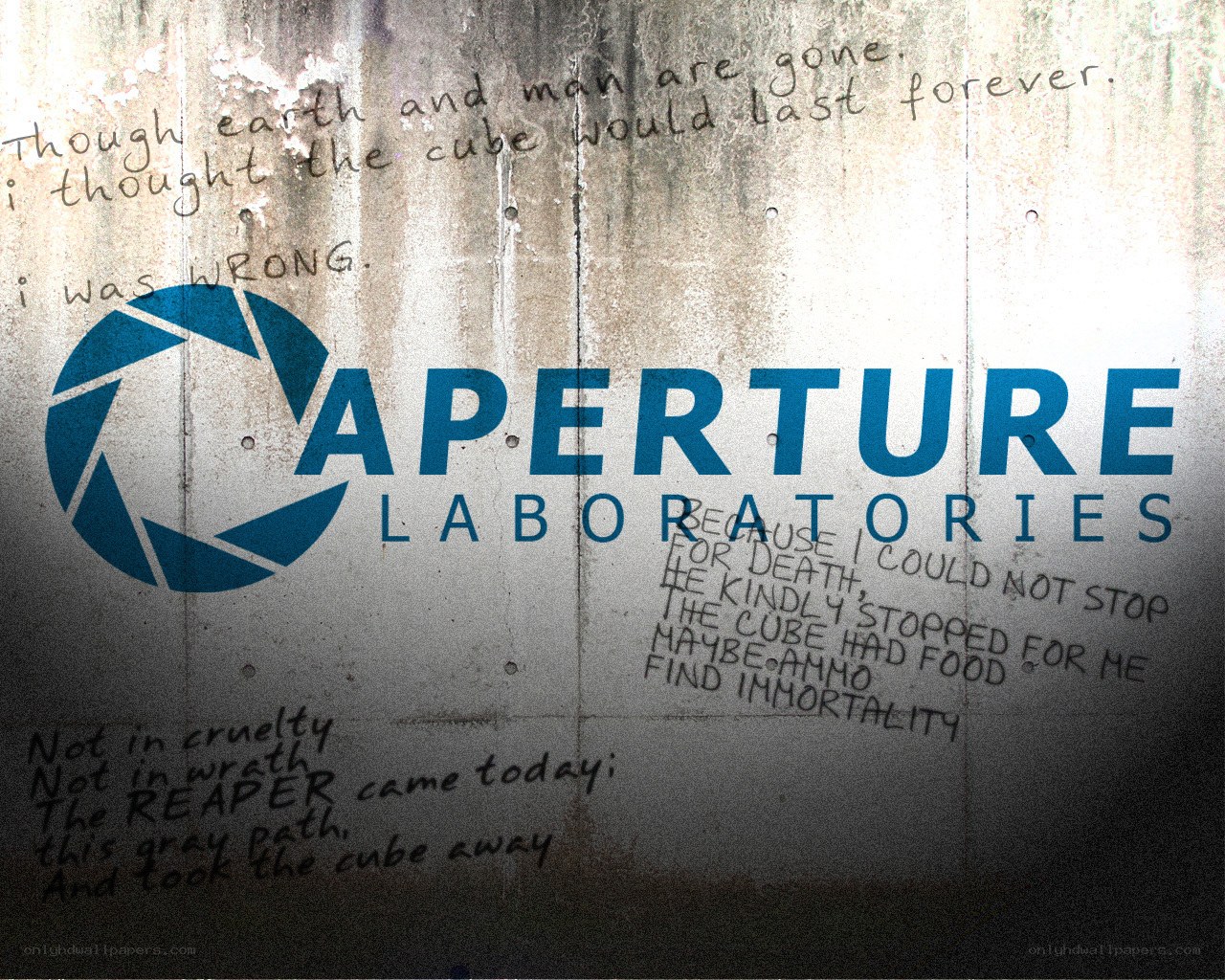 Aperture Laboratories logo with graffiti