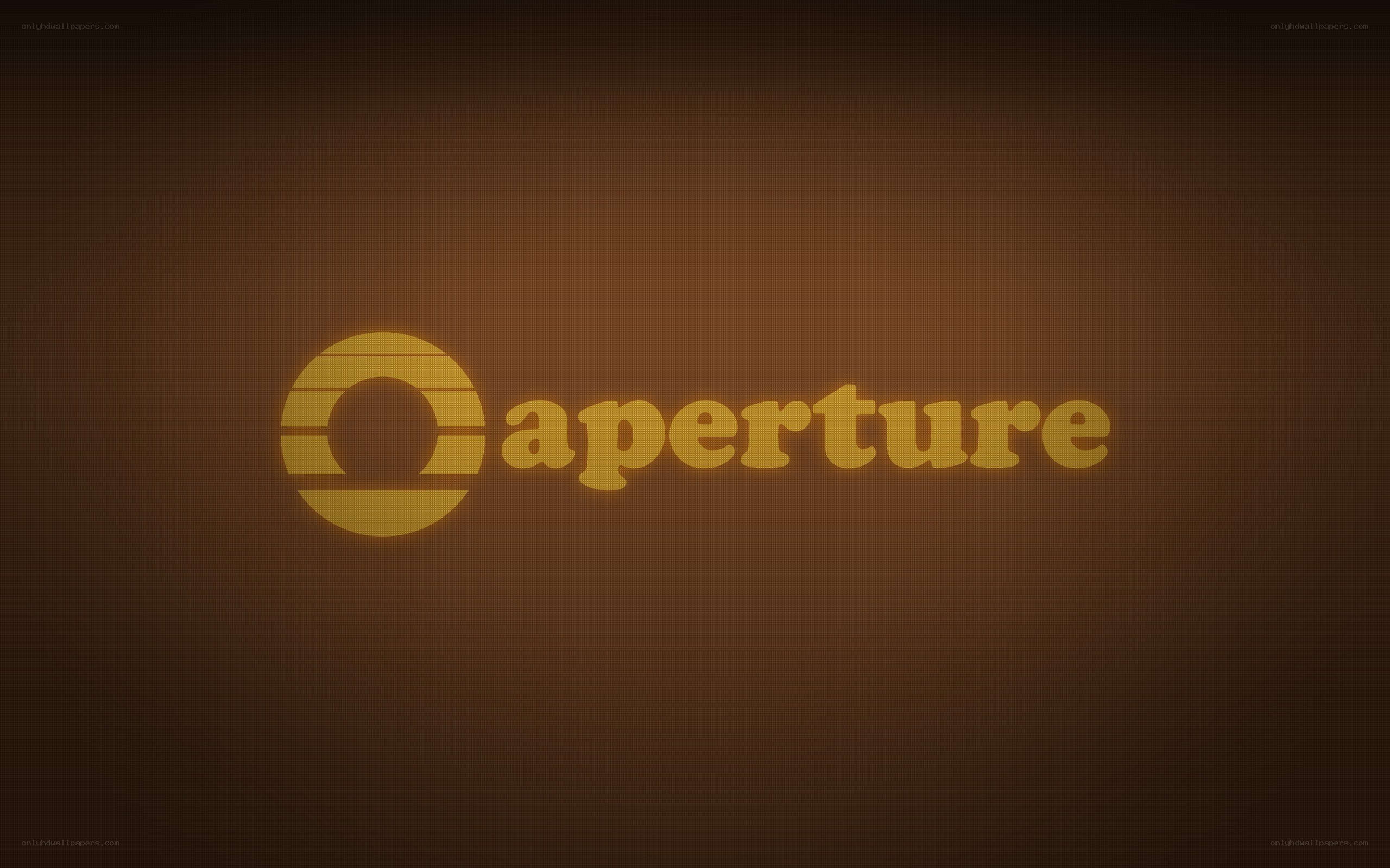 Aperture logo on brown background