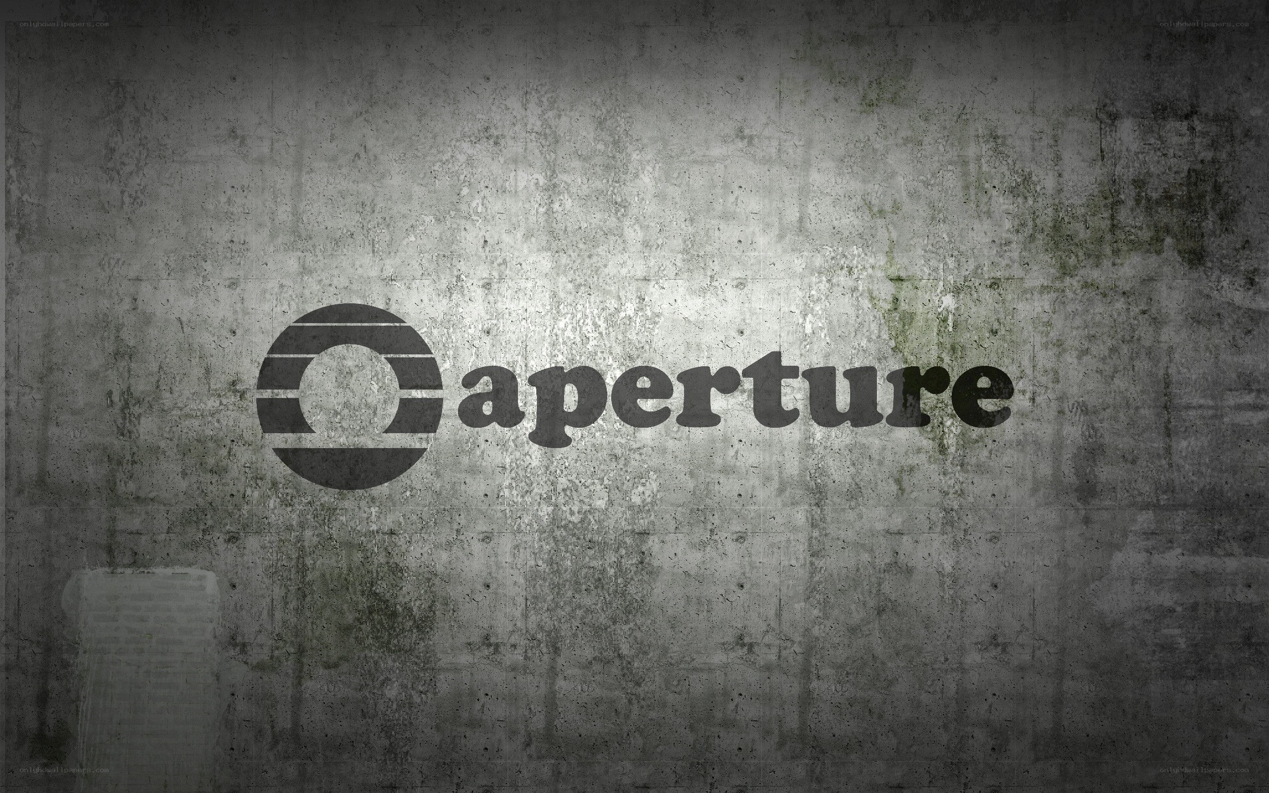 Aperture logo on concrete wall