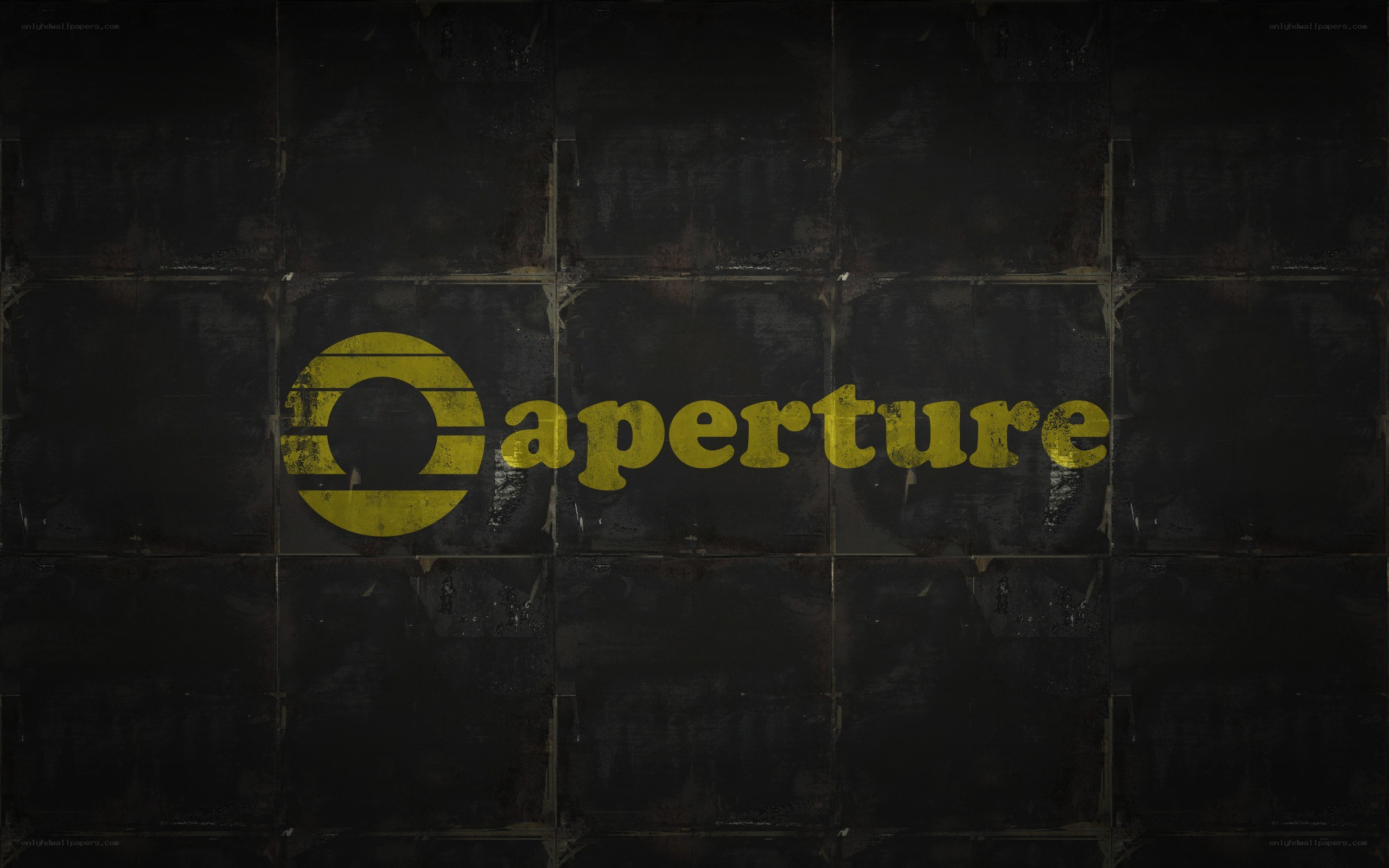 Aperture logo on dark wall