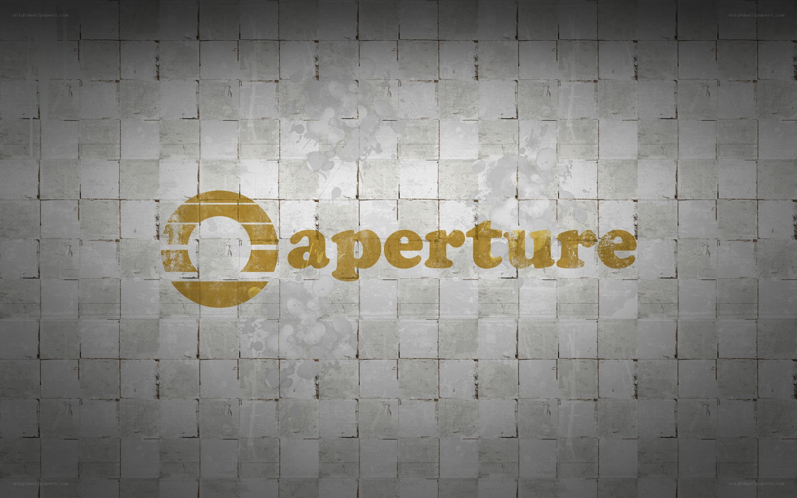 Aperture logo on tiled wall