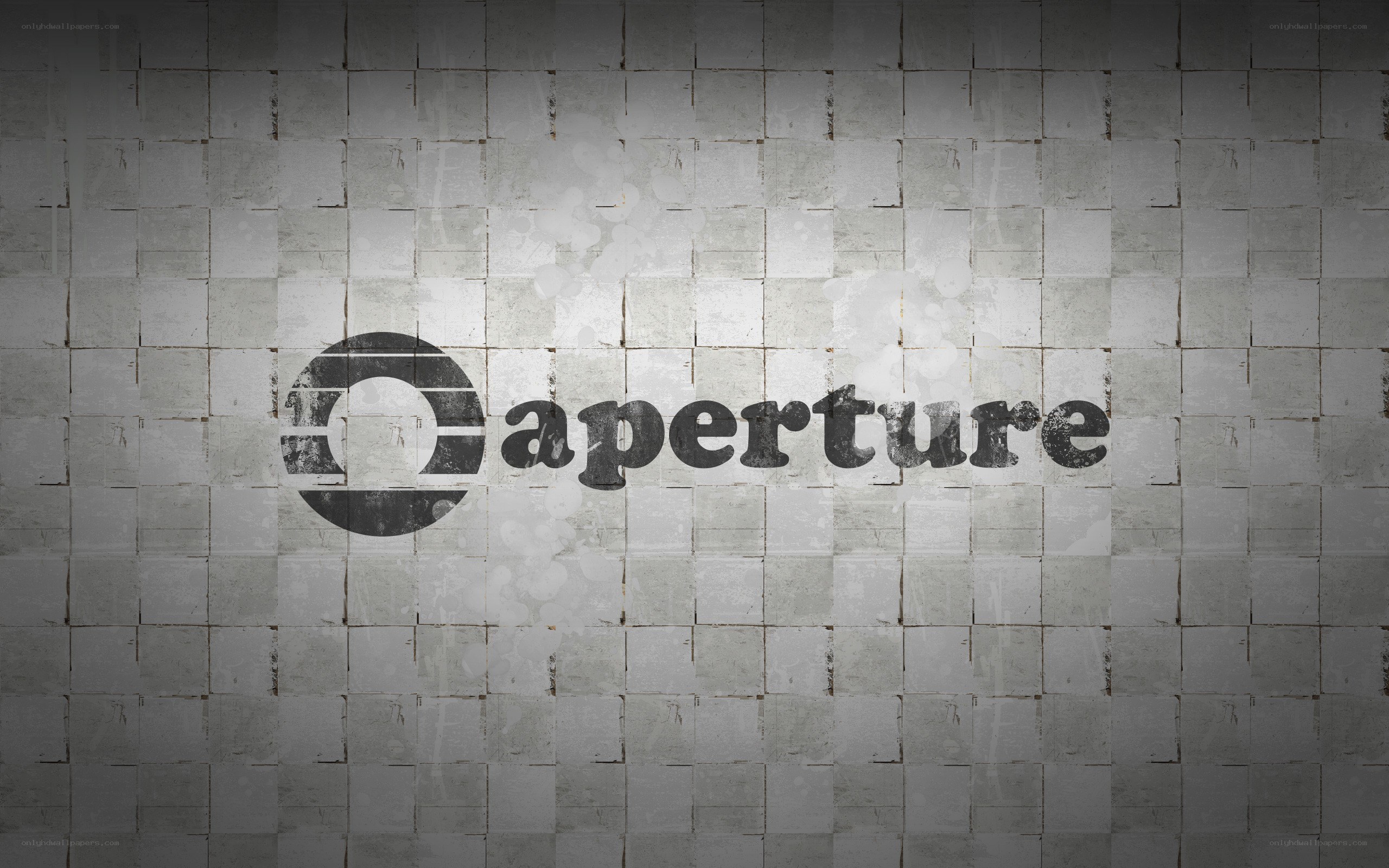 Aperture logo on tiled wall