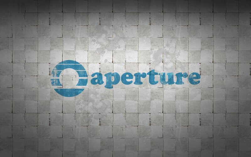 Aperture Logo on Wall — Blue, Gritty