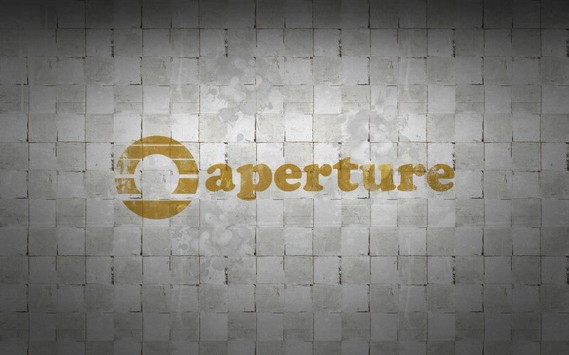 Aperture Logo on Wall — Gray, Dramatic, Digital Art