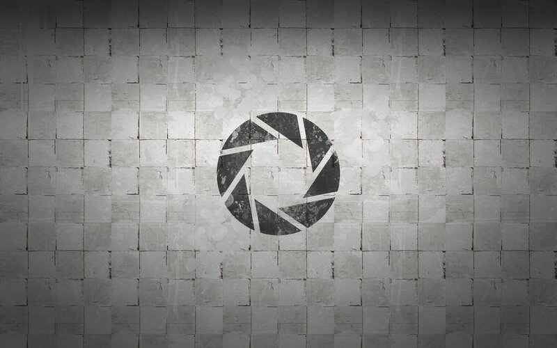 Aperture Logo on Wall — Gray, Dramatic, Digital Art, Tiles, Black